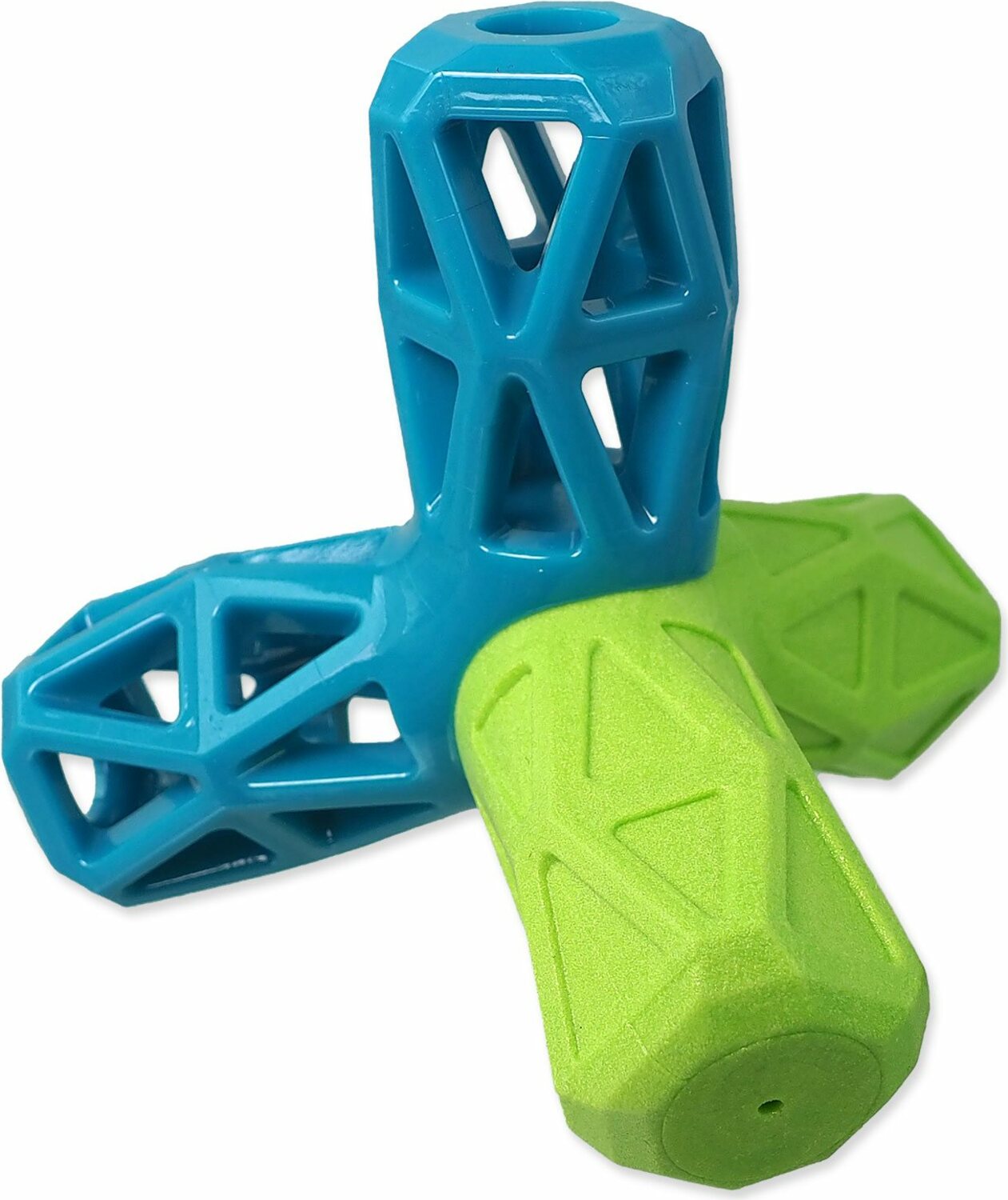 Hračka Dog Fantasy geometrická pískací modro-zelená 12,9x1,2x10,2cm