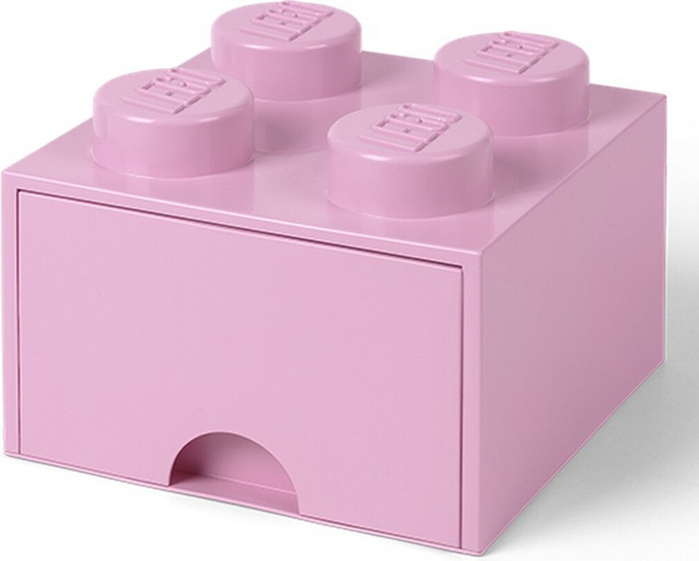 LEGO® úložný box 4 - se zásuvkou světle růžová 250 x 250 x 180 mm