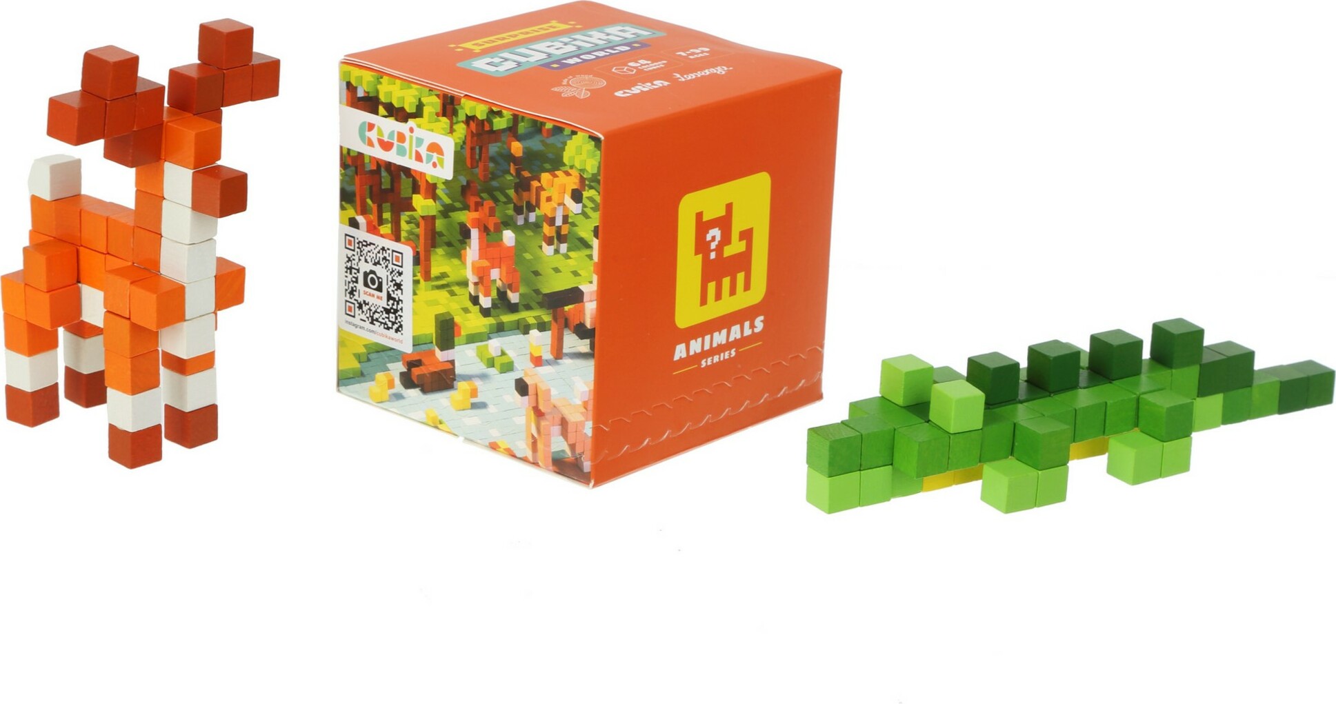 Cubik 15177 Pixel "Utajené zvířátko" - dřevěná 3D stavebnice 64 kostek