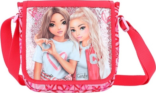 Taška přes rameno Top Model, Růžová, se vzorem srdíček a flitry, Fergie a Candy
