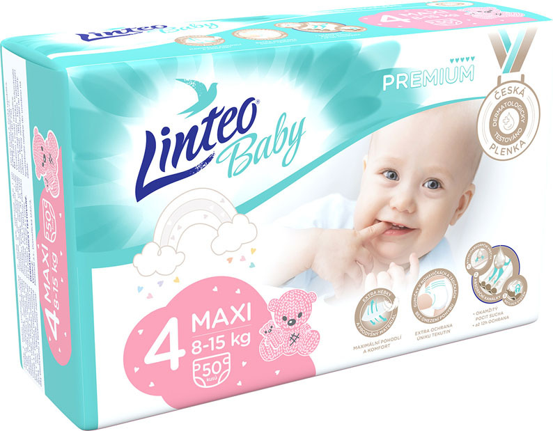 LINTEO BABY Plenky Baby Prémium MAXI (8-15 kg) 50 ks