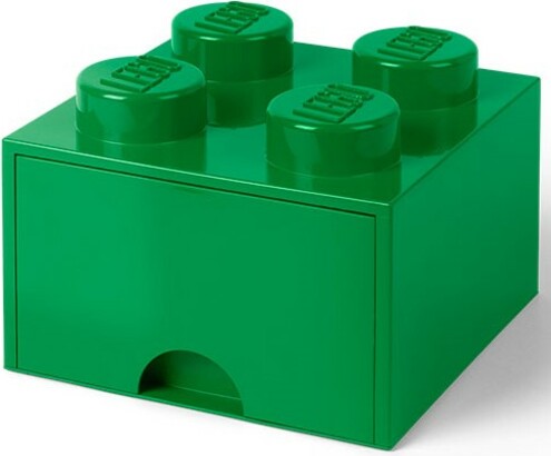 LEGO® úložný box 4 - se zásuvkou tmavě zelená 250 x 250 x 180 mm