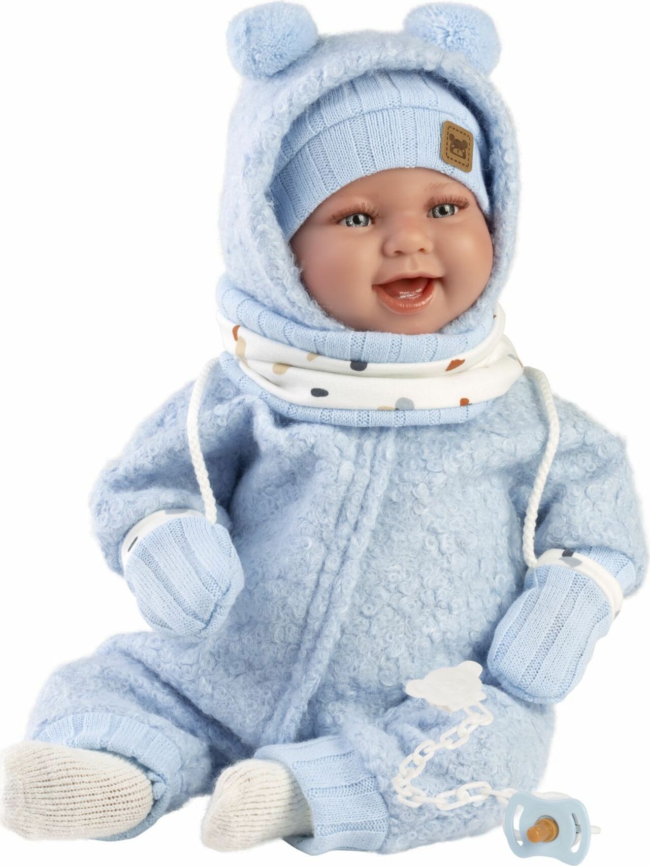 Llorens 84479 NEW BORN - realistická panenka miminko se zvuky a měkkým látkovým tělem - 44
