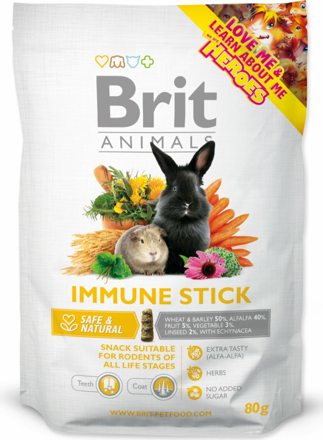 Krmivo Brit Animals Immune doplňkové pro hlodavce, imunita 80g