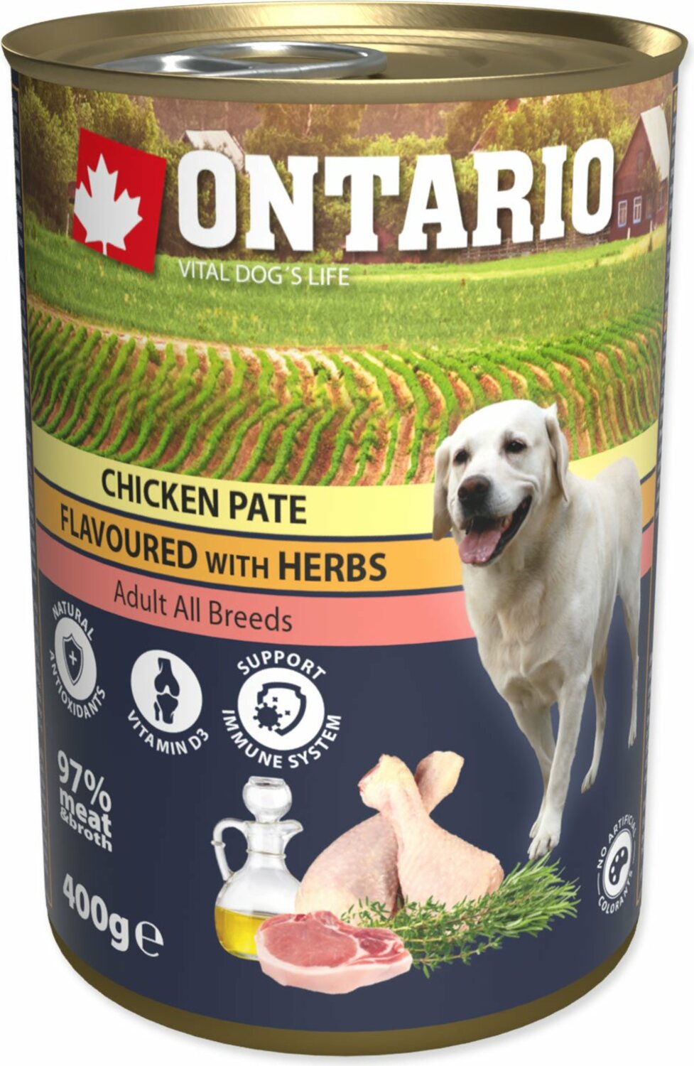 Konzerva Ontario kuře s bylinkami, paté 400g