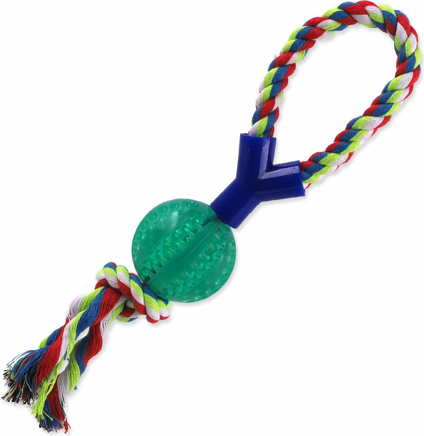 Hračka Dog Fantasy DENTAL MINT míč házecí s provazem Y zelená 7x40cm