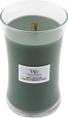 WoodWick, Mátové listy a dub, Sviečka oválna váza 609.5 g