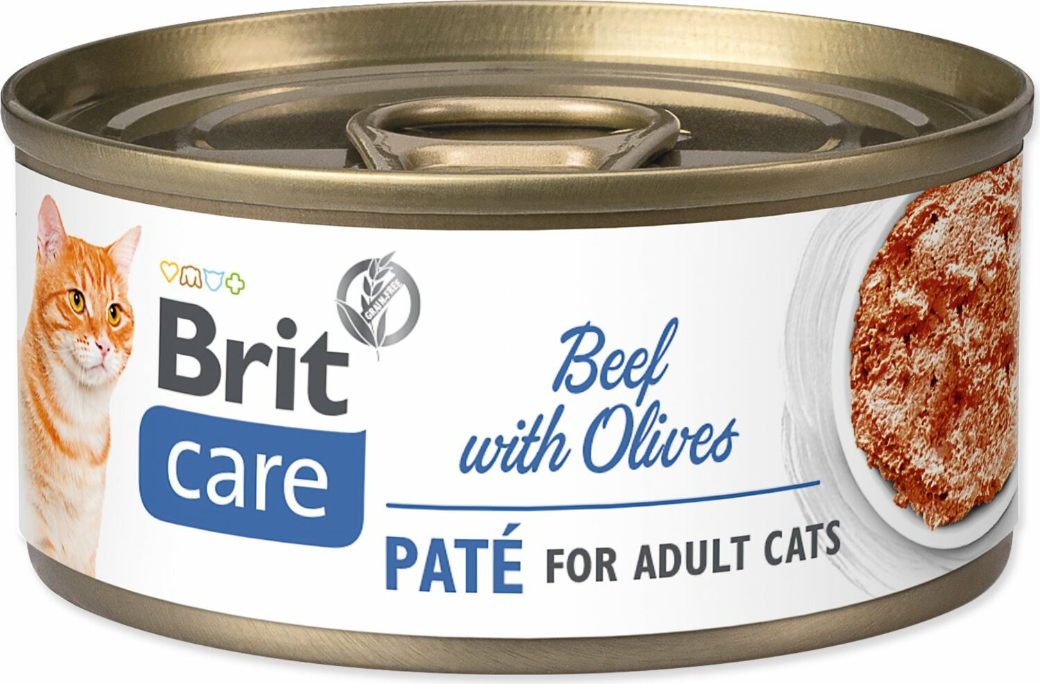 Konzerva Brit Care Cat hovězí s olivami, paté 70g