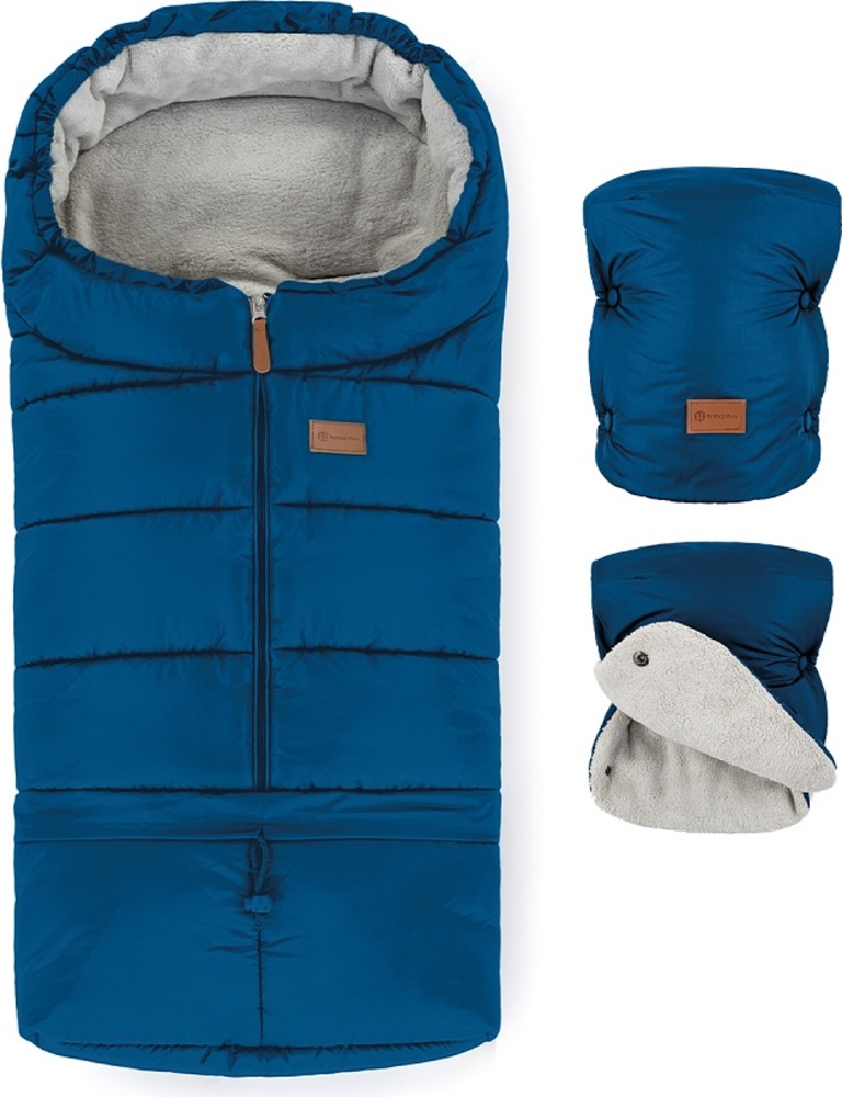 PETITE&MARS Set zimní fusak Jibot 3v1 + rukavice na kočárek Jasie Ocean Blue