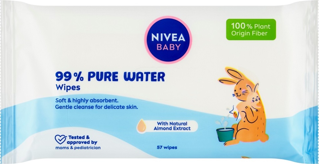 NIVEA BABY Obousky čistící 99% Pure Water 57 ks