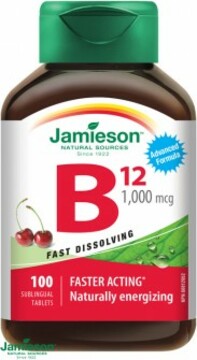 Jamieson Vitamin B12 methylkobalamin 1000 mcg tablety s příchutí třešně 100 tablet