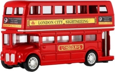Autobus "Londýn" červený patrový kov/plast 12cm pro zpětné natažení