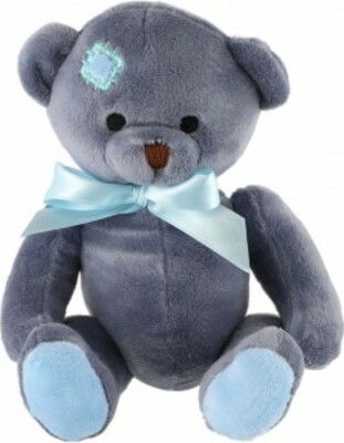 Medvěd sedící s mašlí plyš 20cm modrý