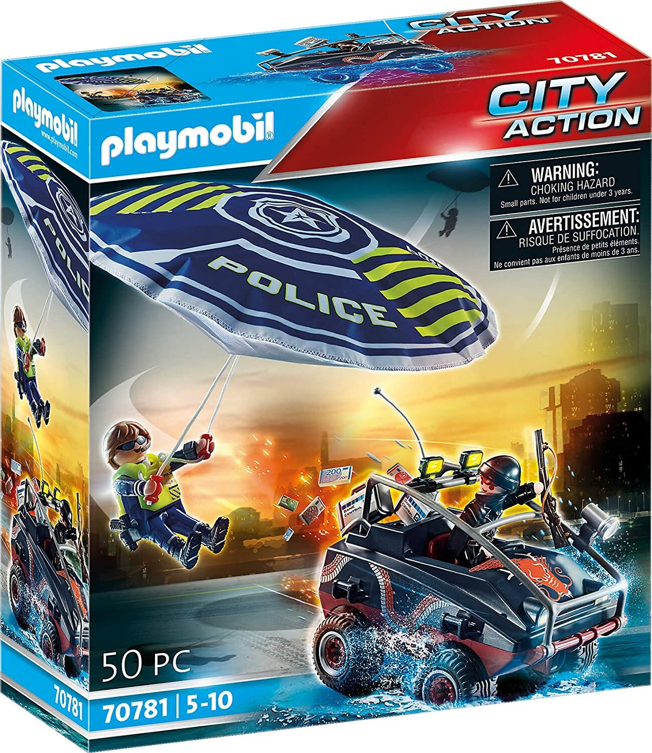 PLAYMOBIL City Action 70781 Policejní padák Pronásledování obojživelného vozidla