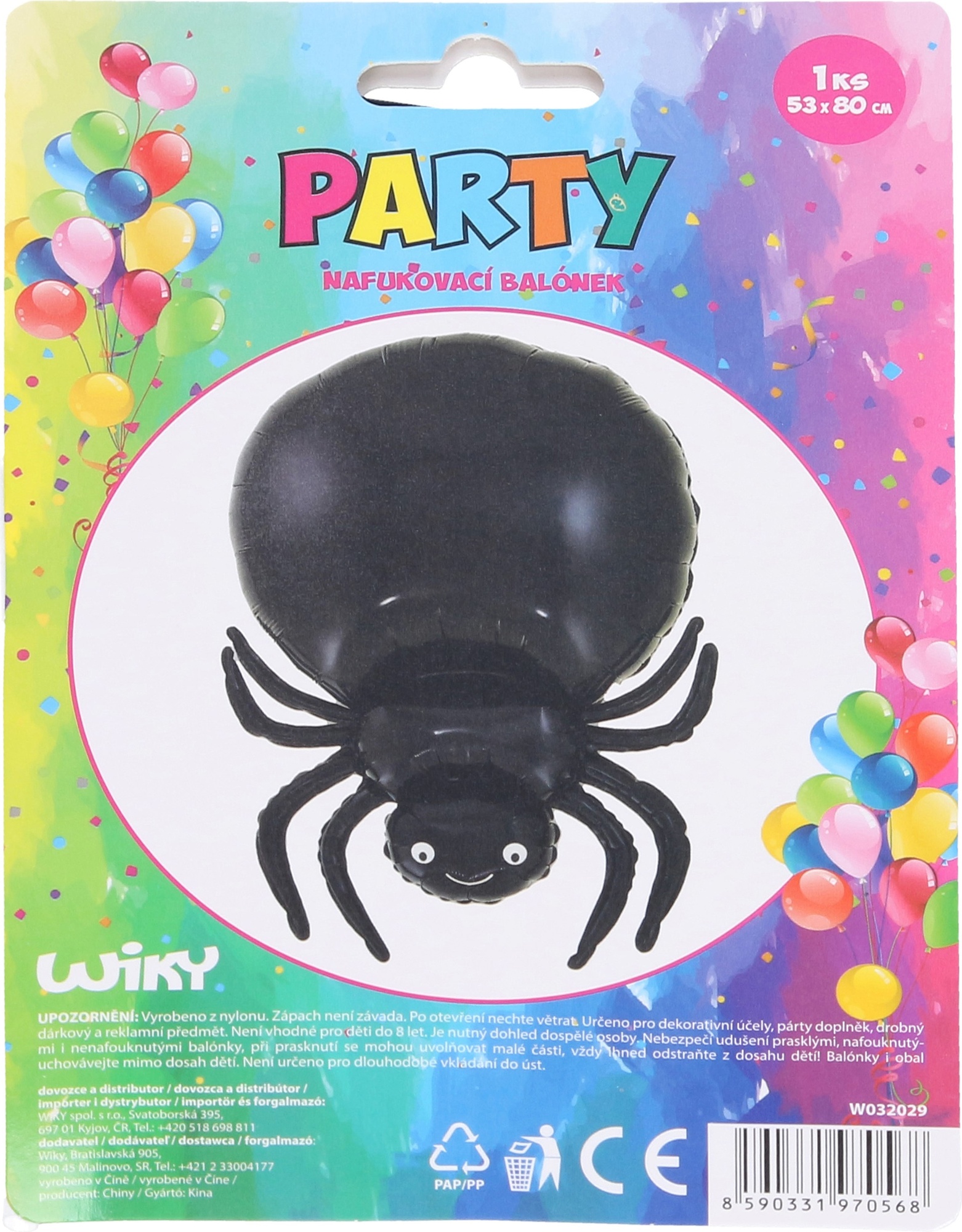 Balónek nafukovací - Pavouk černý 53x80 cm