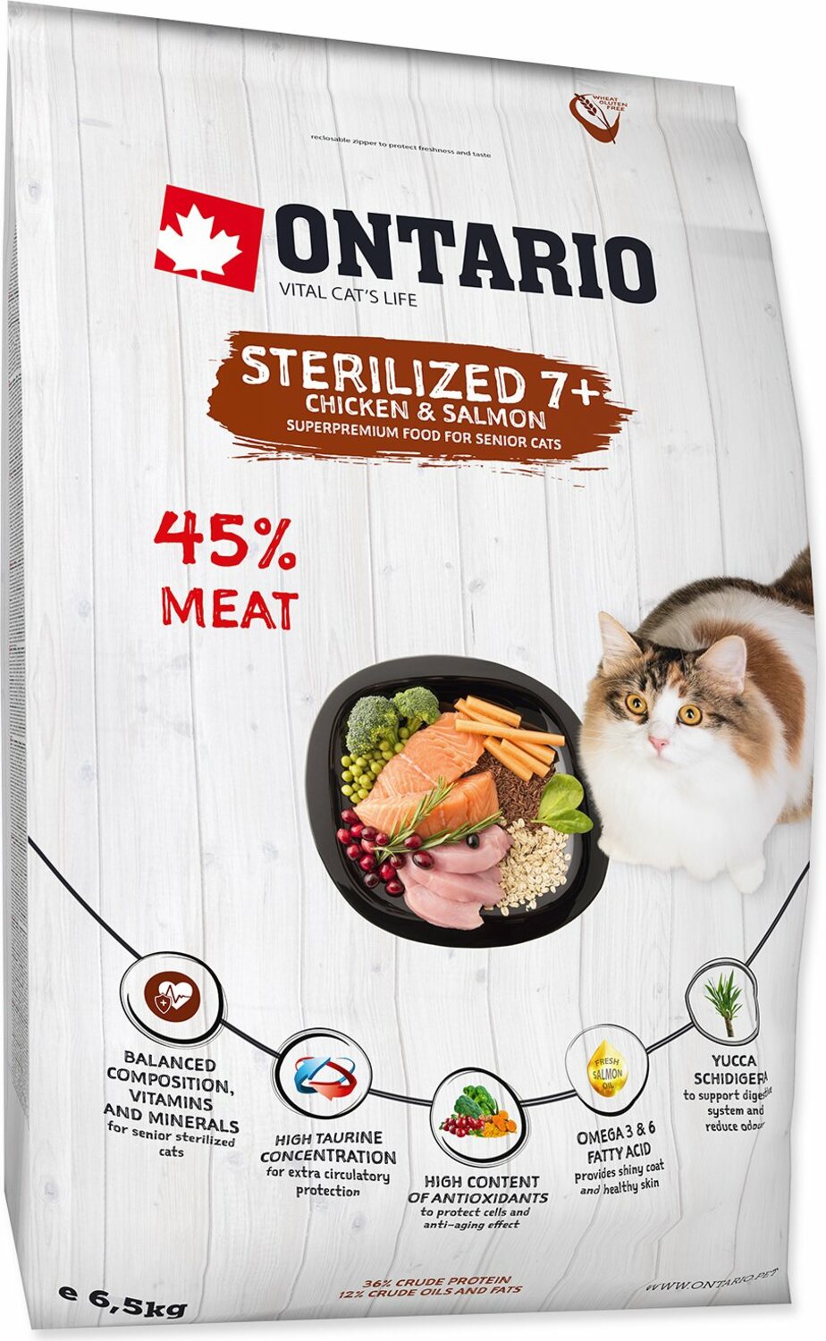 Krmivo Ontario Cat Sterilised 7+6,5kg