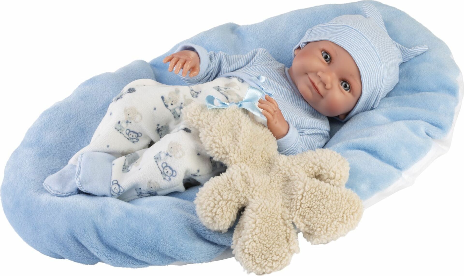 Llorens 73807 NEW BORN chlapček - realistická bábika bábätko s celovinylovým telom - 40