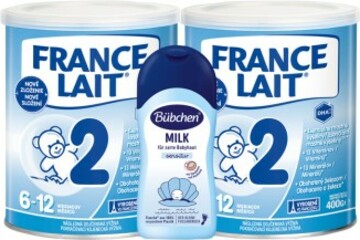 France Lait 2 následná mléčná kojenecká výživa od 6-12 měsíců 2x400g + Bübchen Baby