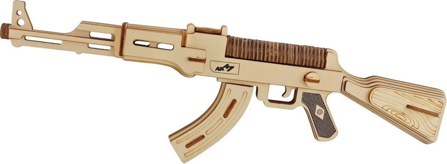 Woodcraft Dřevěné 3D puzzle Samopal AK47