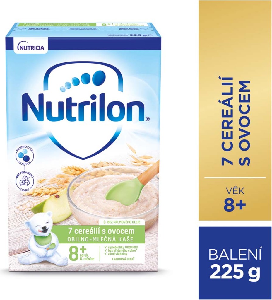 NUTRILON Pronutra Mléčná kaše 7 cereálií s ovocem od uk. 8. měsíce 225 g