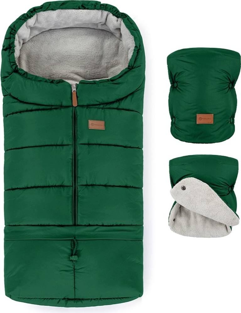 PETITE&MARS Set zimní fusak Jibot 3v1 + rukavice na kočárek Jasie Juicy Green