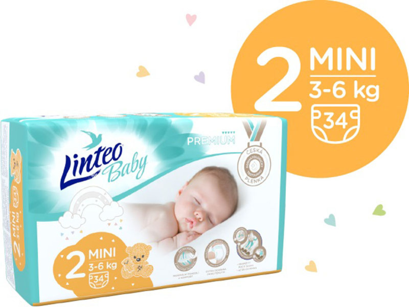 LINTEO BABY Pleny Baby Prémium MINI (3-6 kg) 136 ks