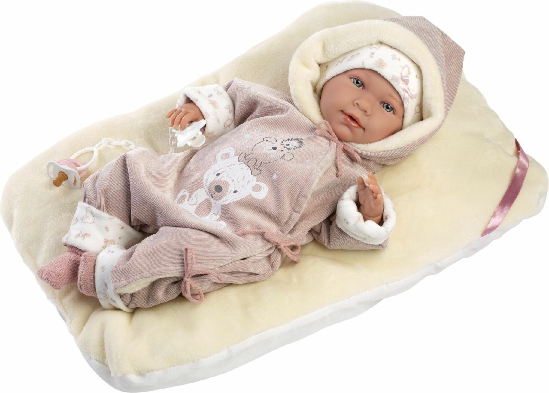 Llorens 74106 NEW BORN - realistická panenka miminko se zvuky a měkkým látkovým tělem - 42