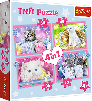 Trefl Puzzle 4v1 - Zábavné kočky