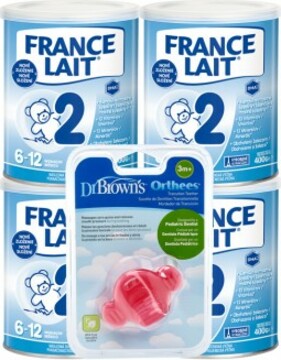France Lait 2 následná mléčná kojenecká výživa od 6-12 měsíců 4x400g + Kousátko
