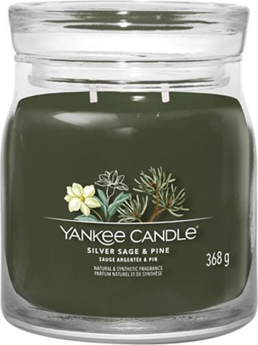 Yankee Candle Stříbrná šalvěj a borovice, Svíčka ve skleněné dóze 368 g