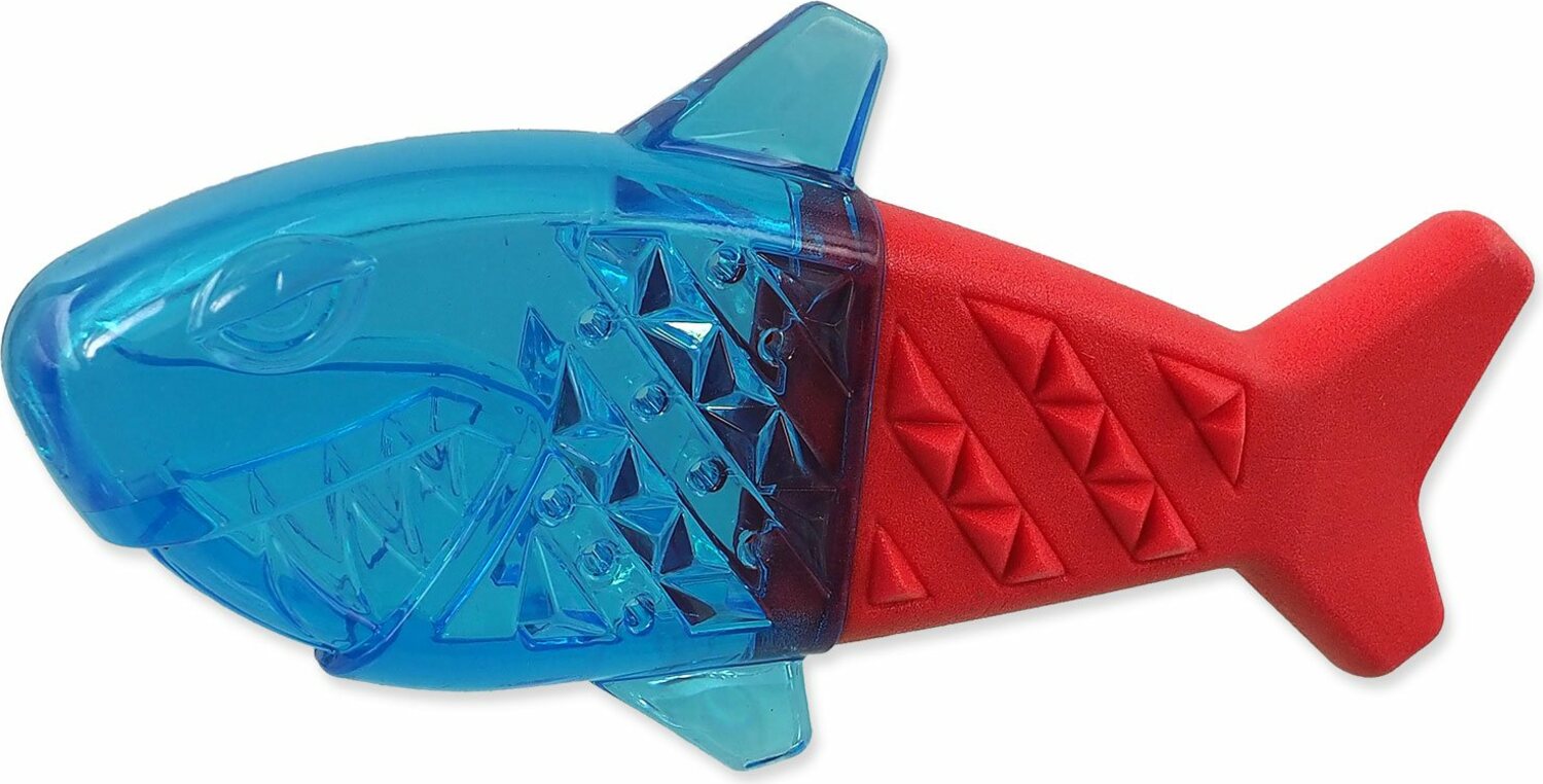 Hračka Dog Fantasy žralok chladící červeno-modrá 18x9x4cm