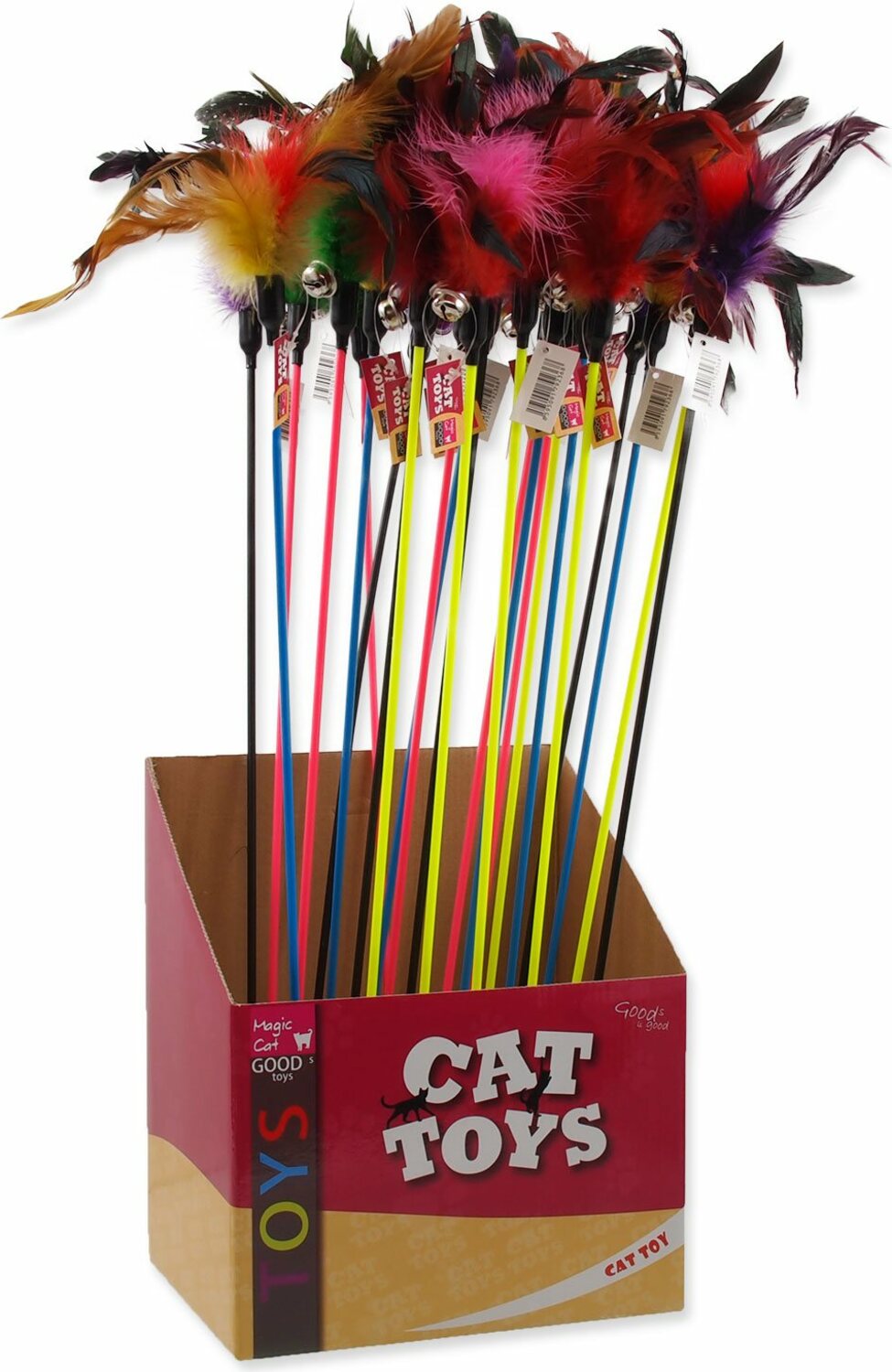 Hračka Magic Cat palička s peříčky a rolničkou 17cm+49cm 24ks