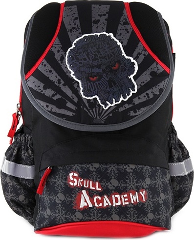 Školní batoh Target, Skull Academy, červené zipy