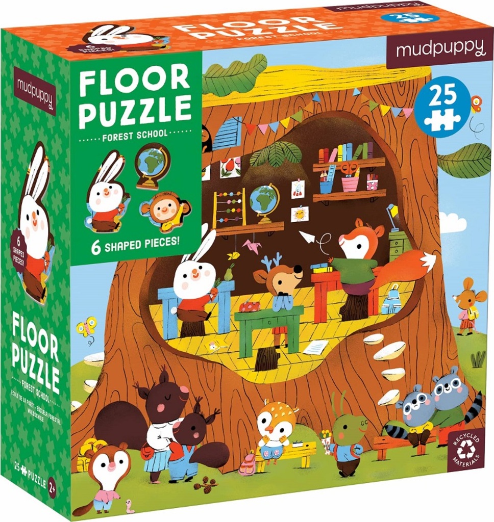 Mudpuppy Podlahové puzzle lesní školka s tvarovanými kusy 25 kusů