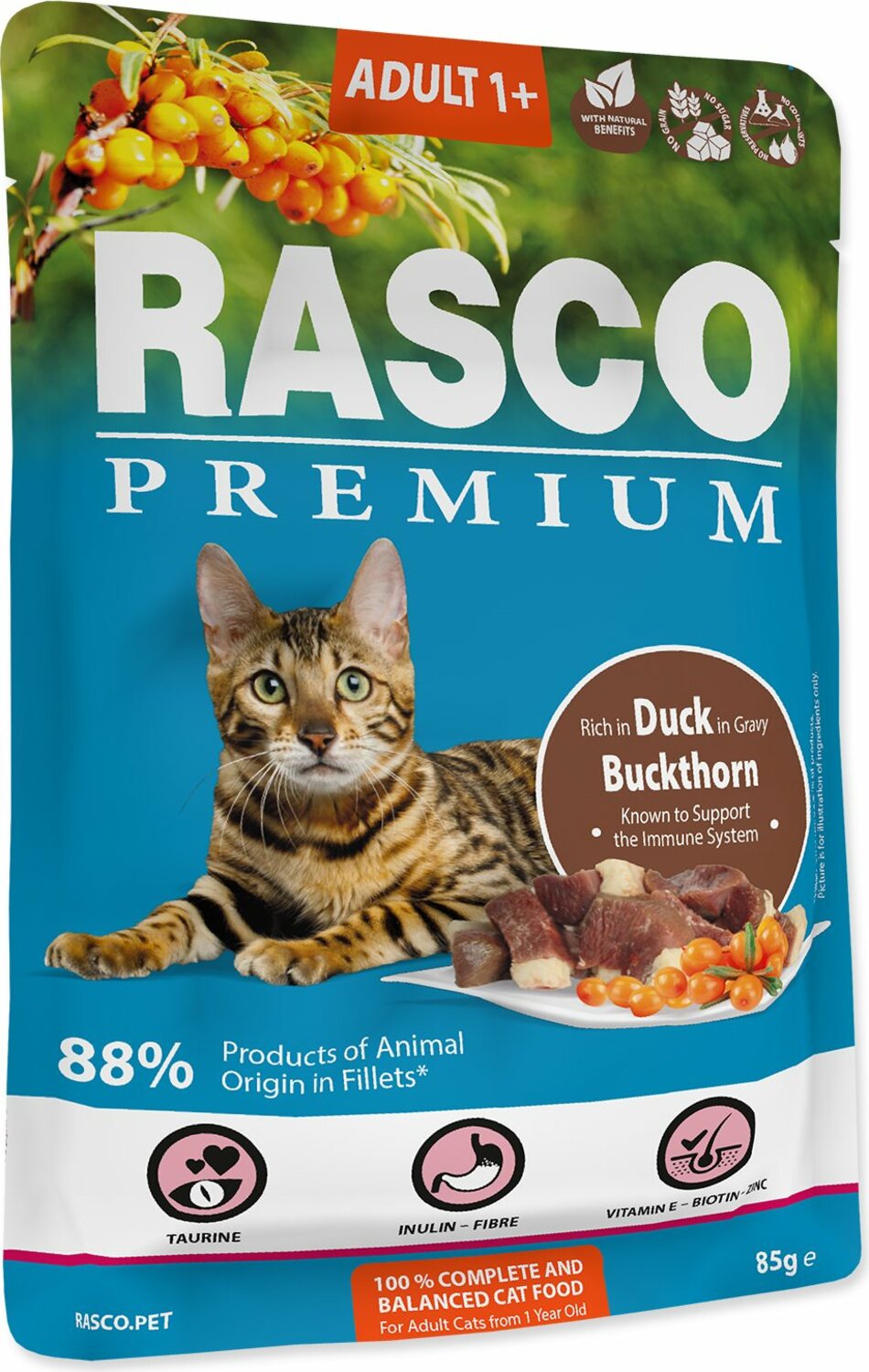 Kapsička Rasco Premium Adult kachna s rakytníkem 85g