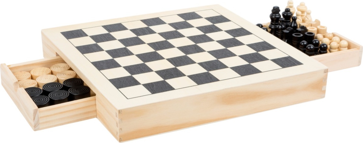 Small foot Dřevěné kompaktní šachy 3v1