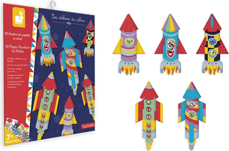 Janod Atelier Sada Mini Origami papírové skládačky Rakety od 7 let