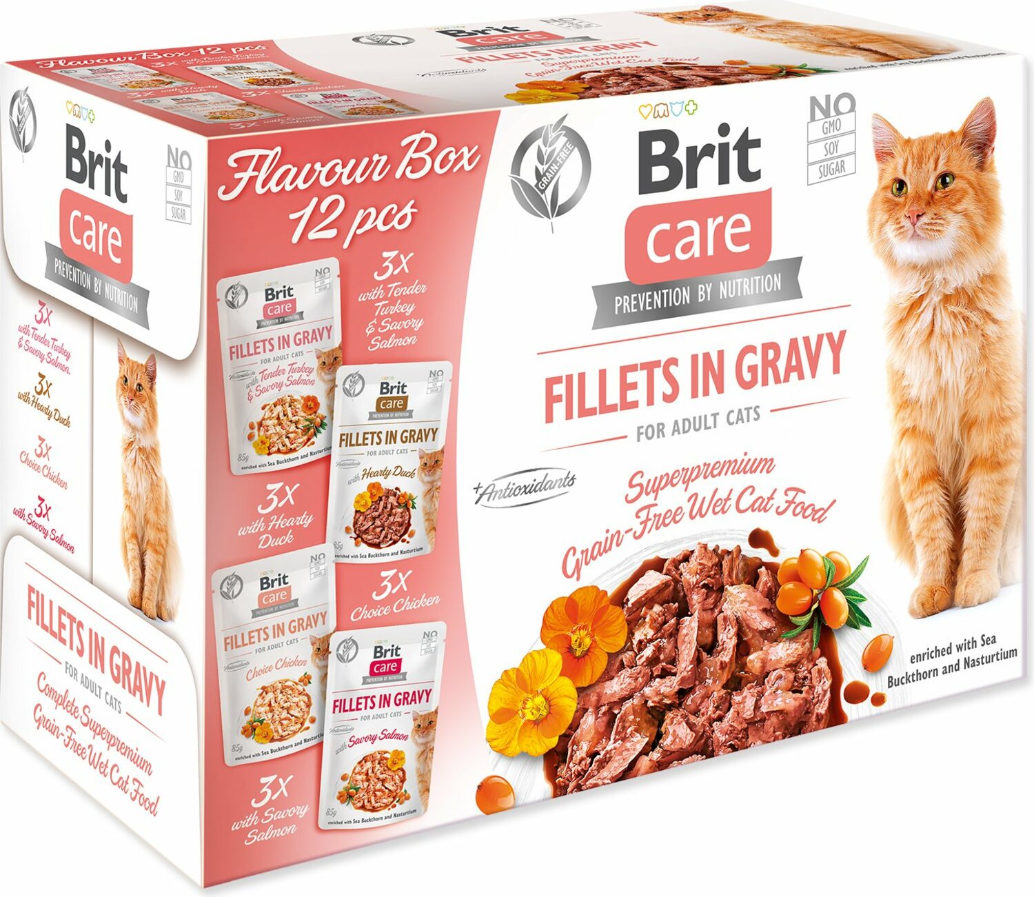 Kapsičky Brit Care Cat Flavour box filety v omáčce Multi 12x85g