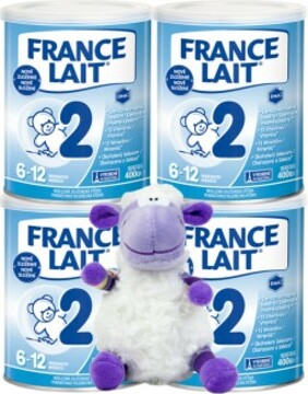 France Lait 2 následná mléčná kojenecká výživa od 6-12 měsíců 4x400g + plyšová hračka