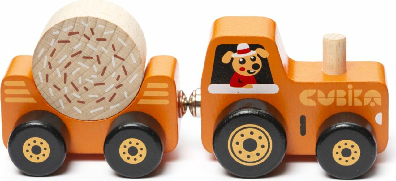 Cubik 15351 Traktor s vlekem - dřevěná skládačka s magnetem 3 díly