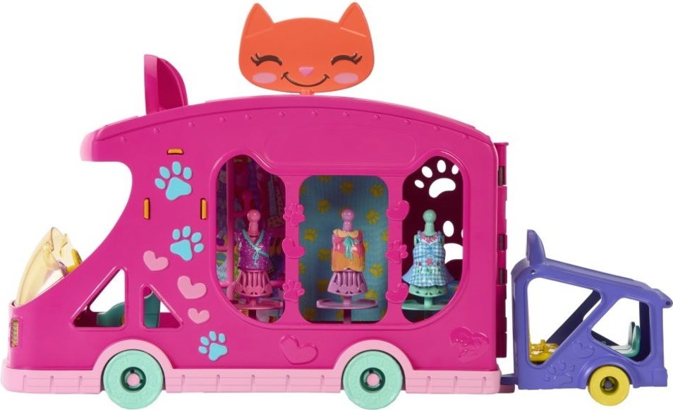 Mattel Enchantimals kočičí módní obchod na kolech herní set
