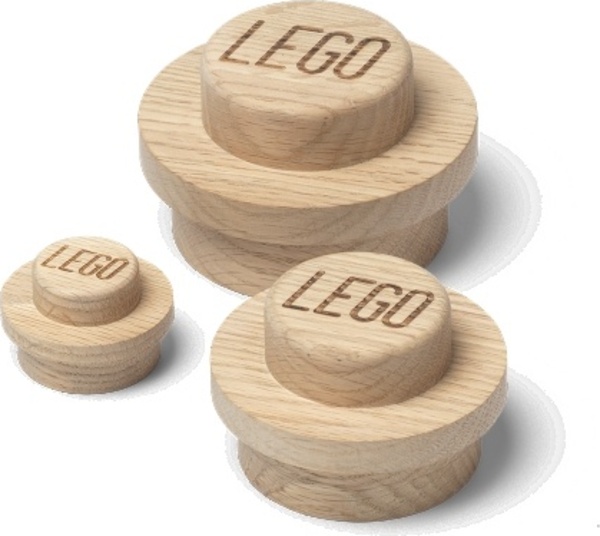 LEGO dřevěný věšák na zeď, 3 ks (světlé dřevo)