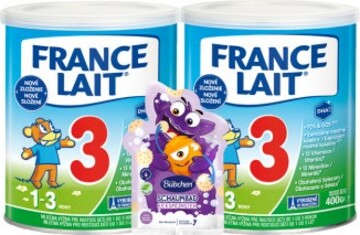 France Lait 3 mléčná výživa na podporu růstu pro malé děti od 1 roku 2x400g + Bübchen Pen