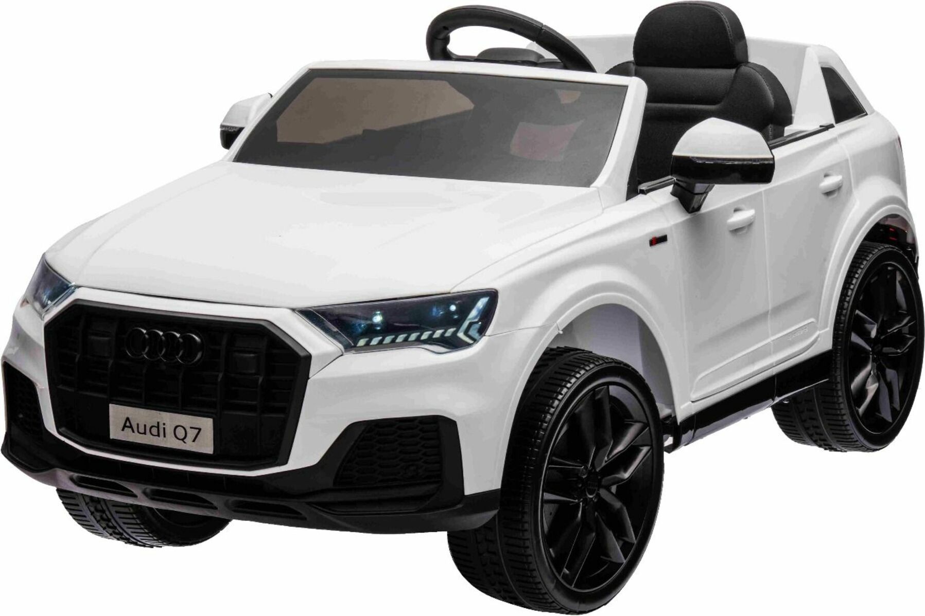 Elektrické auto Audi Q7 bílé, Jednomístné, Nezávislé odpružení, 12V baterie