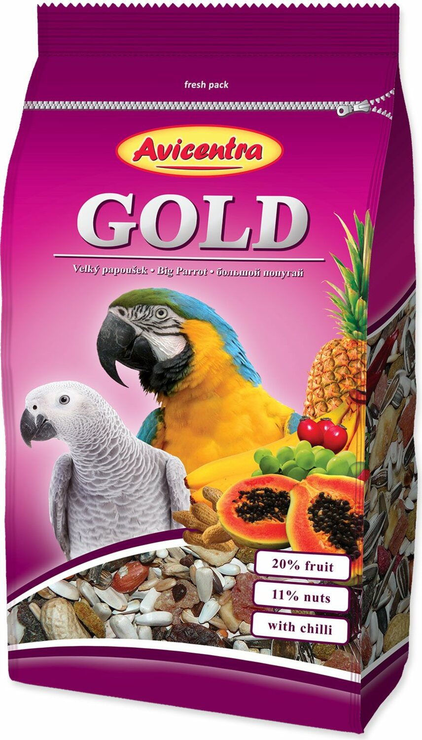 Krmivo Avicentra Gold velký papoušek 850g