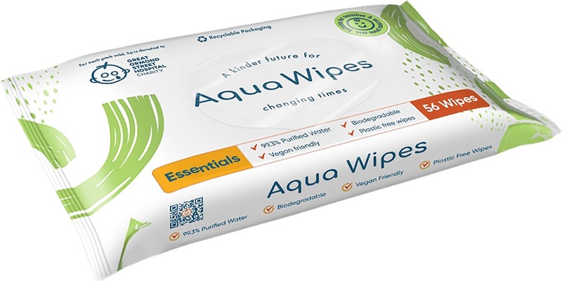 AQUA WIPES Salviette 100% biodegradabili, 99% acqua, 56 pz