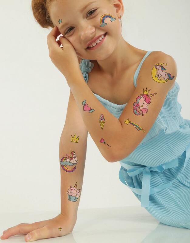 TATTonMe Tatuaggi temporanei impermeabili per bambini Mix di unicorni -  Salone di Moda per Bambini