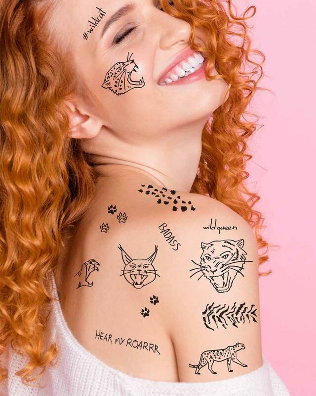 TATTonMe Tatuaggi temporanei impermeabili Mix di gatti selvatici - Salone  di Moda per Bambini