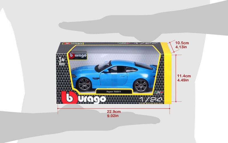 JAGUAR XKR-S in blu metallico 1/24 Modello Pressofuso Auto da BBURAGO 21063 