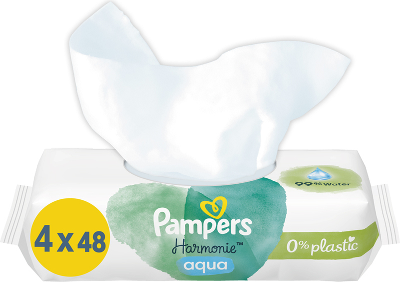PAMPERS Harmonie Aqua salviettine umidificate confezione da 4 = 192  salviette - Salviettine detergenti